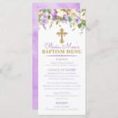 Aangepast evenement Paarse Peony Girl Baptism Menu (Voorkant / Achterkant)
