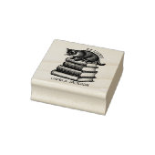 Aangepast Ex Libris-boekenplaat, Vintage kattenboe Rubberstempel (Stempel)