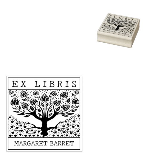Aangepast Ex Libris, boomboek Rubberstempel (Gestempeld)