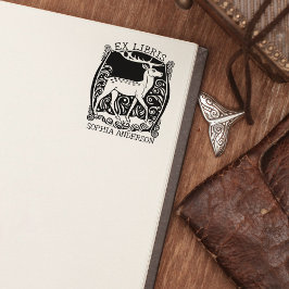 Aangepast Ex Libris, Deer Book Rubberstempel