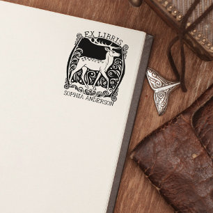Aangepast Ex Libris, Deer Book Rubberstempel