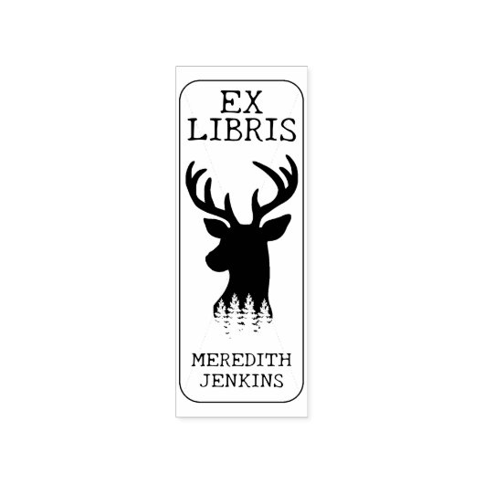 Aangepast Ex Libris, Deer Book Rubberstempel (Afrduk)