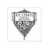 Aangepast Ex Libris, Floral Book Rubberstempel (Afrduk)