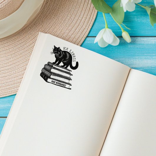 Aangepast Ex Libris,  Kat Boek Rubberstempel