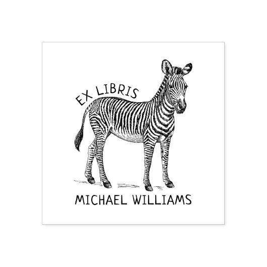 Aangepast Ex Libris, Zebra Boek Rubberstempel (Afrduk)