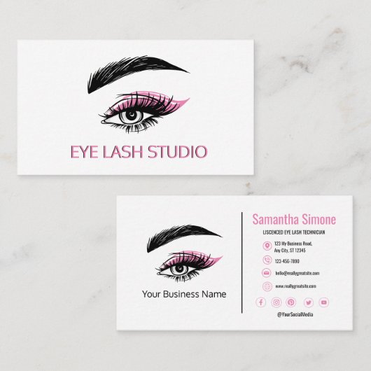 Aangepast Eye Lash Extension Visitekaartje (Voorkant / Achterkant)