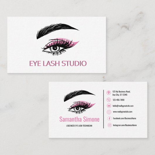 Aangepast Eye Lash Extension Visitekaartje (Voorkant / Achterkant)