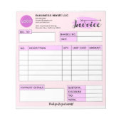 Aangepast factuurformulier met logo, Roze Klein Be Notitieblok (Voorkant)
