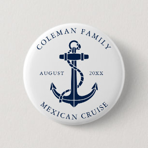 Aangepast Familie Cruiseschip Nautisch Anker Ronde Button 5,7 Cm