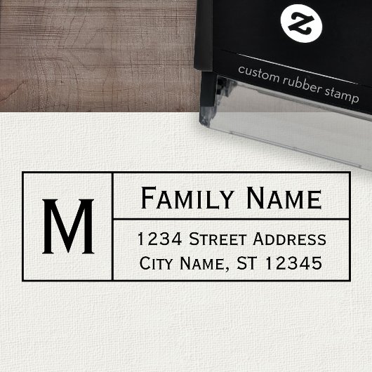 Aangepast familiemonogram & retouradres - klassiek  zelfinktende stempel