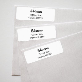 Aangepast familienaam Adres zwart wit Etiket