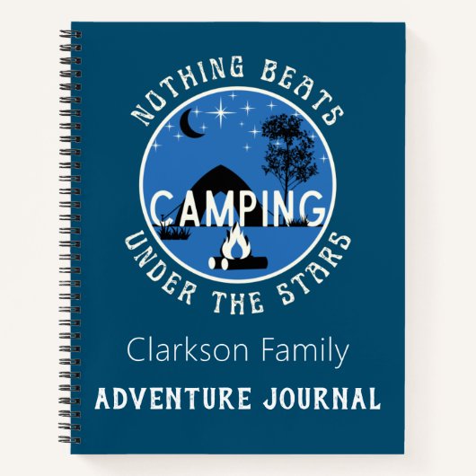 Aangepast familienaam Blauw Camping Log | RV-journ Notitieboek (Voorkant)