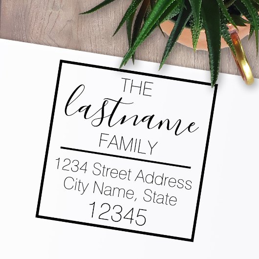 Aangepast familienaam en retouradres - bloei  zelfinktende stempel