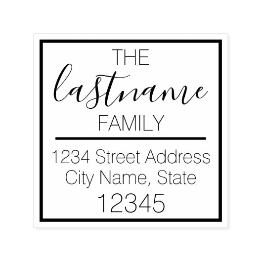 Aangepast familienaam en retouradres - bloei  zelfinktende stempel (Design)