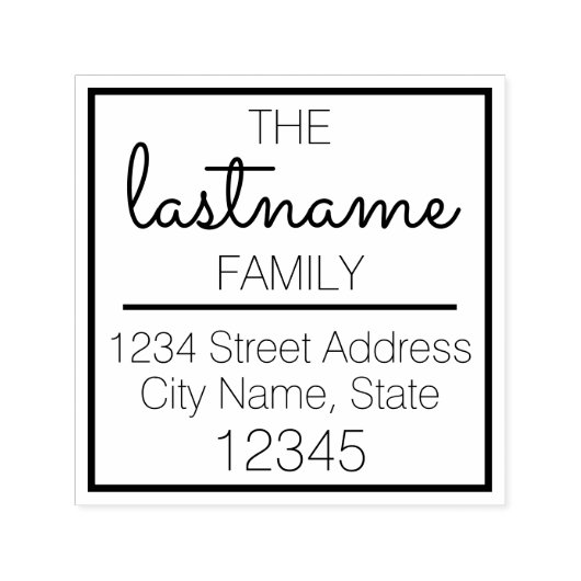 Aangepast familienaam en retouradres - Sacramento Zelfinktende Stempel (Design)
