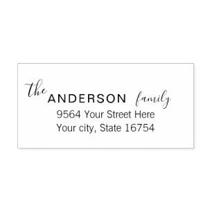 Aangepast familienaam en retouradres zelfinktende stempel