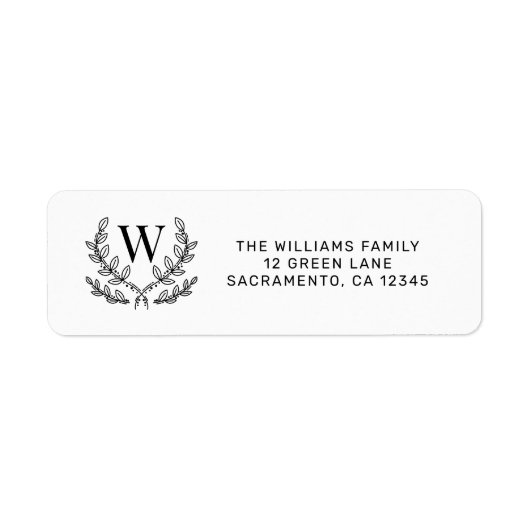 Aangepast familienaam Monogram Retouradres Etiket (Voorkant)