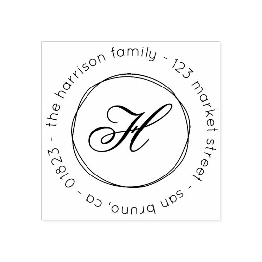 Aangepast familienaam Monogram Script Return Addre Rubberstempel (Afrduk)