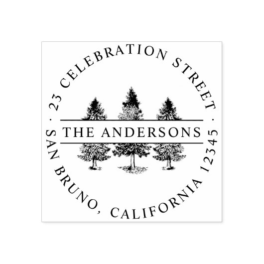 Aangepast familienaam Pine Tree Return-adres Rubberstempel (Afrduk)