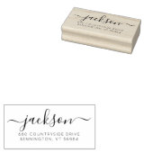 Aangepast familienaam retouradres in script rubberstempel (Gestempeld)