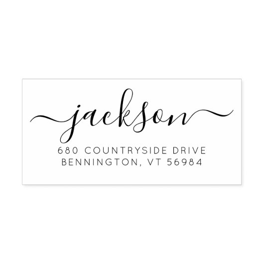 Aangepast familienaam retouradres in script rubberstempel (Afrduk)