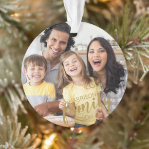 Aangepast FAMILY Gold Script 2 Photo Keepomwille O Ornament