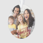 Aangepast FAMILY Red Script 2-fototoetsenbord Ornament (voorkant)