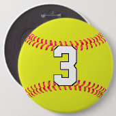 Aangepast Fastpitch Softbal Speler Rugnummer Ronde Button 6,0 Cm (Voorkant /achterkant)