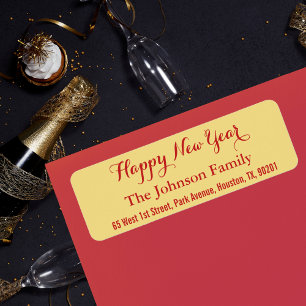 Aangepast Faux Gold Happy New Year DIY Return-adre Etiket