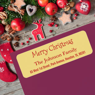 Aangepast Faux Gold Merry-kerstretouradres Etiket