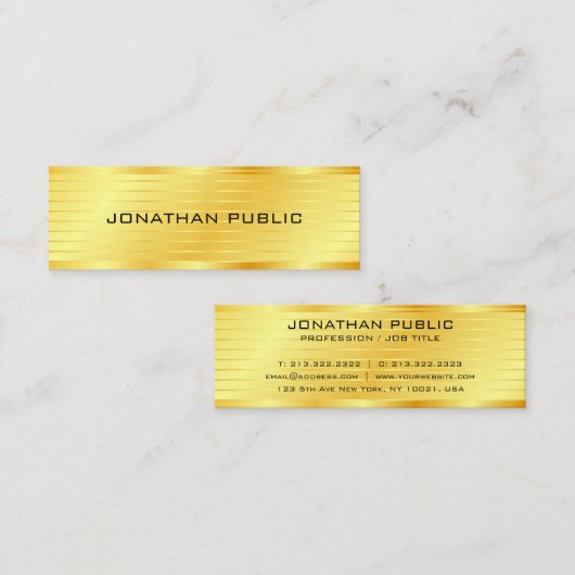 Aangepast Faux Gold Modern Elegant Premium Silk Mini Visitekaartje (Voorkant / Achterkant)