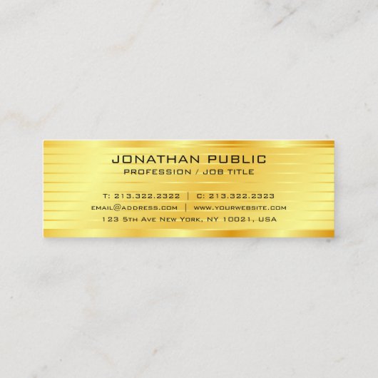 Aangepast Faux Gold Modern Elegant Premium Silk Mini Visitekaartje (Achterkant)