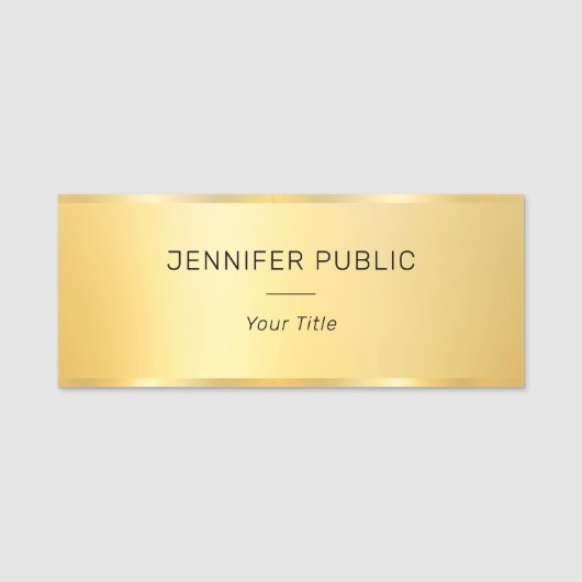Aangepast Faux Gold Modern Personeel Elegant Naamplaatje (Voorkant)