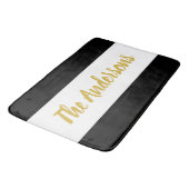 Aangepast Faux Gold Script op zwart-wit Badmat (Gekanteld)