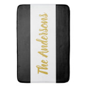 Aangepast Faux Gold Script op zwart-wit Badmat (Voorkant Verticaal)