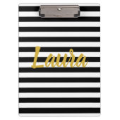 Aangepast Faux Gold Script op zwarte en witte stre Klembord (Voorkant)