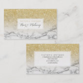 Aangepast faux goud glitter ombre witte marmer mak visitekaartje (Voorkant / Achterkant)