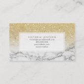 Aangepast faux goud glitter ombre witte marmer mak visitekaartje (Achterkant)