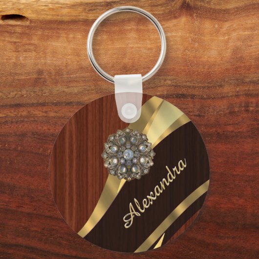 Aangepast  faux mahogany-hout sleutelhanger (Voorkant)