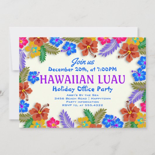 Aangepast feest van Hawaiian Luau Hibiscus Kaart (Voorkant)