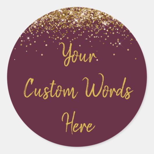 Aangepast feestgeschenk zijn verjaardag bordeauxro ronde sticker (Voorkant)