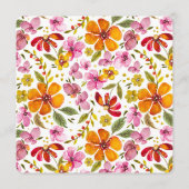 Aangepast feestmenu roze oranje rood bloemmotief menu (Achterkant)