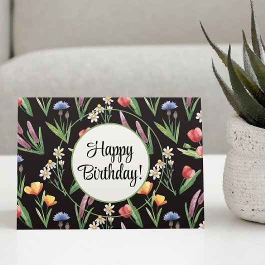 Aangepast, Fel Wilde Bloemen Gelukkig Verjaardag Kaart