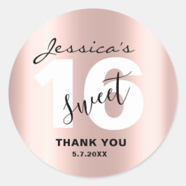 Aangepast, fijn 16 stijlvol Roos Gold Bedankt Chic Ronde Sticker