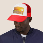 Aangepast fijne dag beeld en tekst rode kleur trucker pet (In situ)
