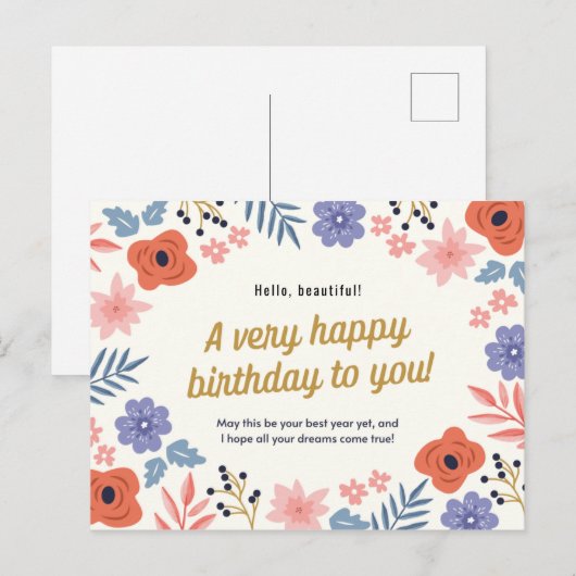 Aangepast - Fijne Floral van afgelopen dag Briefkaart (Voorkant / Achterkant)