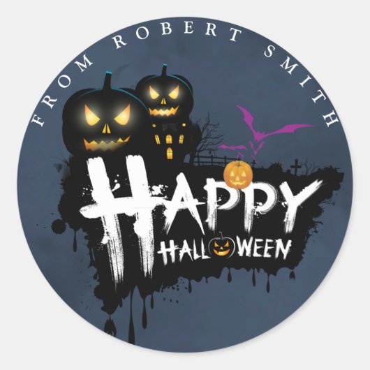 Aangepast Fijne Halloween Ronde Sticker (Voorkant)