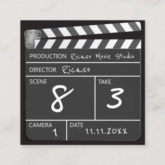 Aangepast filmklapbord vierkante visitekaartje (Voorkant)