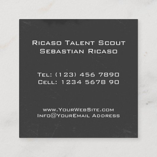 Aangepast filmklapbord vierkante visitekaartje (Achterkant)