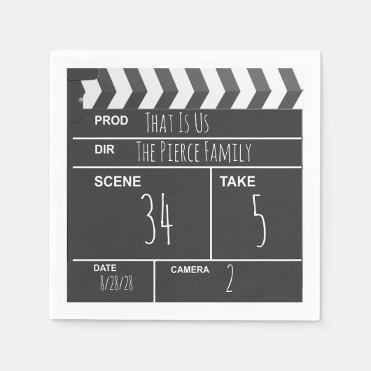 Aangepast filmklapbord voor thuisbioscoop servetten (Voorkant)